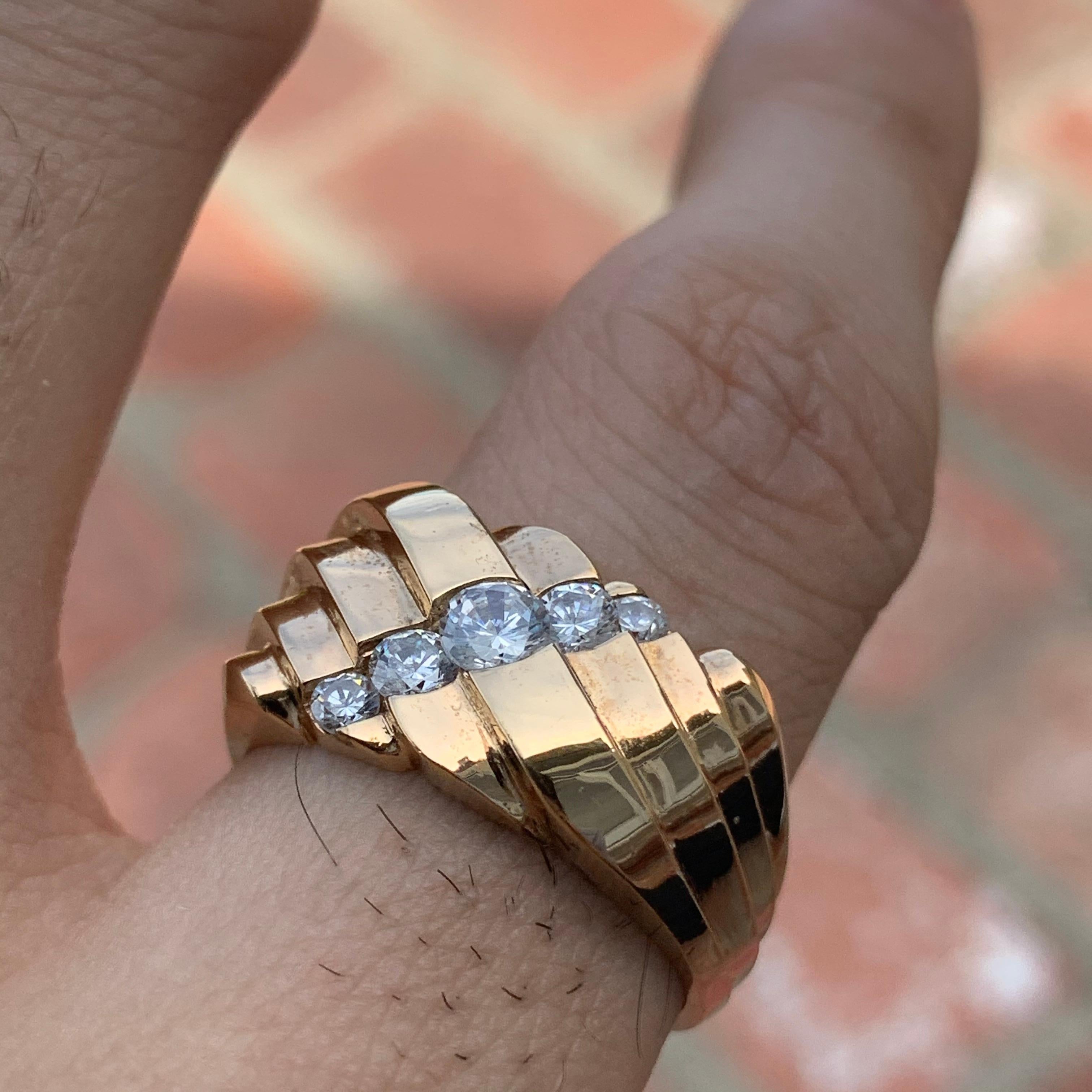 Retro 0.62 Carat Diamond Ring/Band, 14 Karat, 1980s Ben Dannie Original Design For Sale