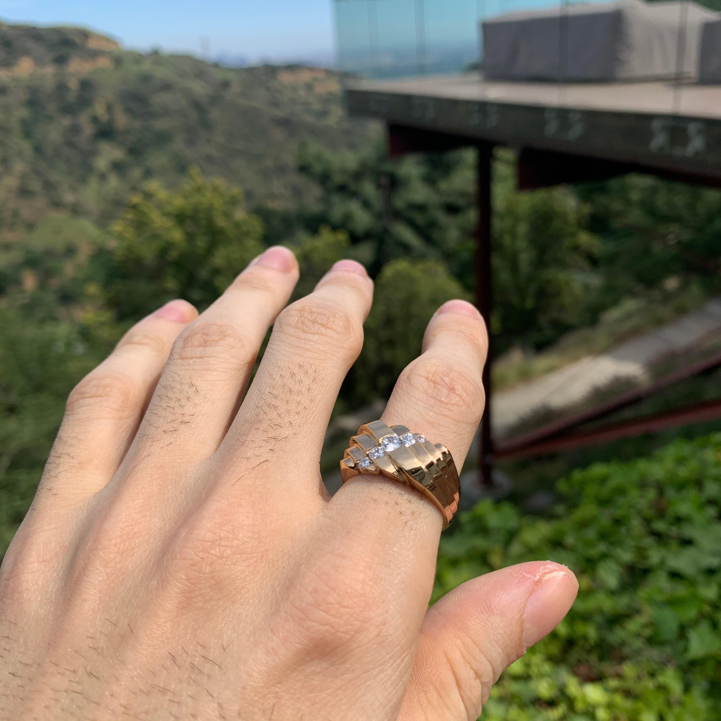 Round Cut 0.62 Carat Diamond Ring/Band, 14 Karat, 1980s Ben Dannie Original Design For Sale