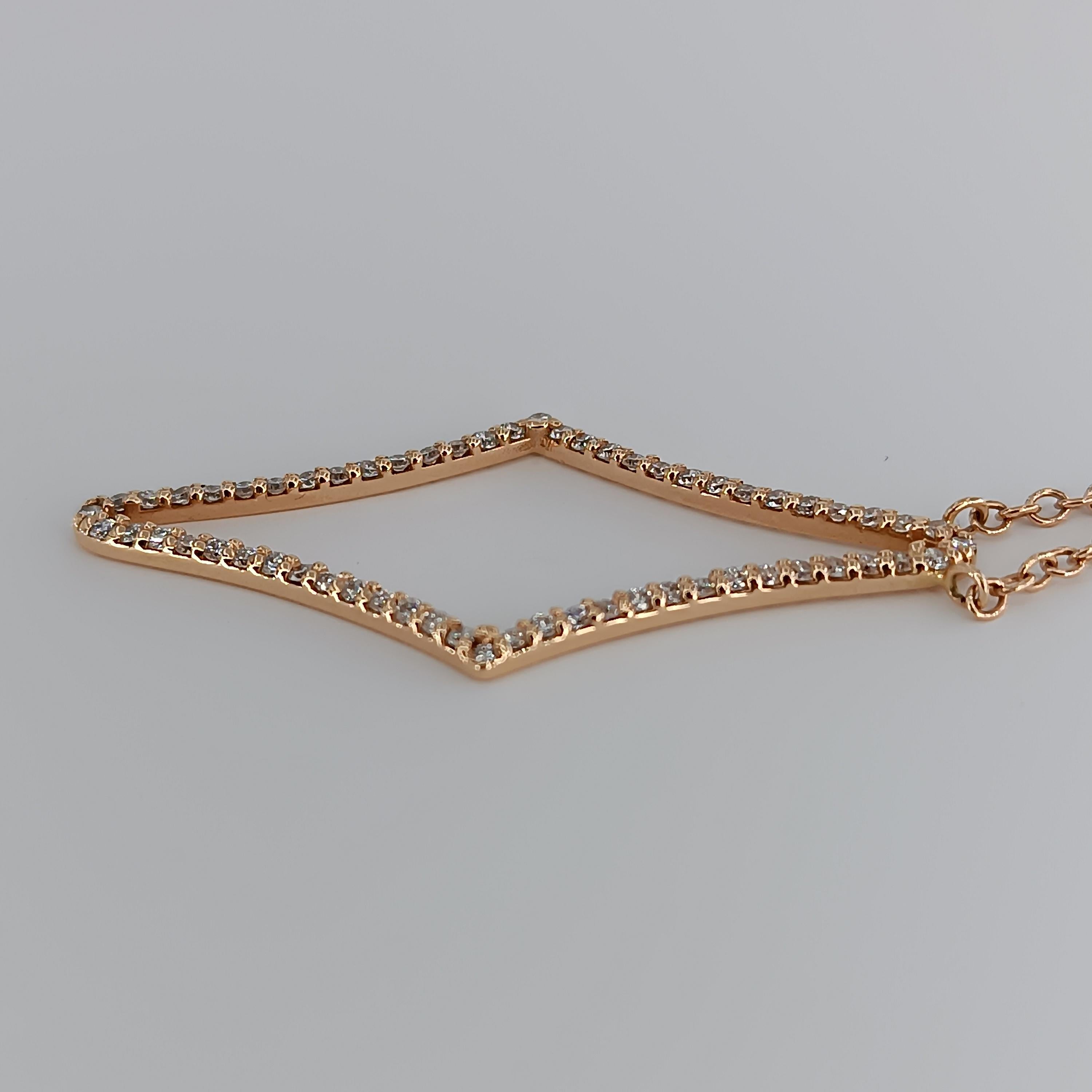 0.62 Carat Diamonds VS G 18 Carat Rose Gold Necklace In New Condition For Sale In Milano, MI