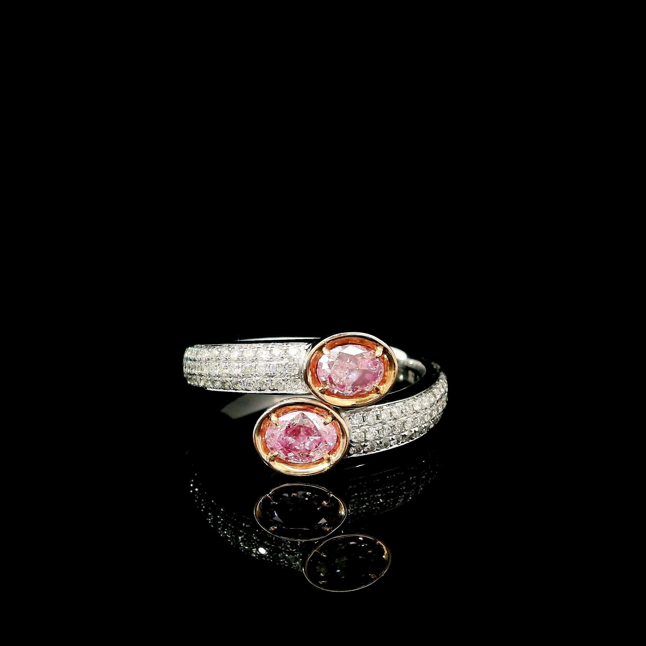 0,62 Karat Schwacher Pink Diamond Cocktail Ring SI2 Reinheit GIA zertifiziert im Zustand „Neu“ im Angebot in Kowloon, HK