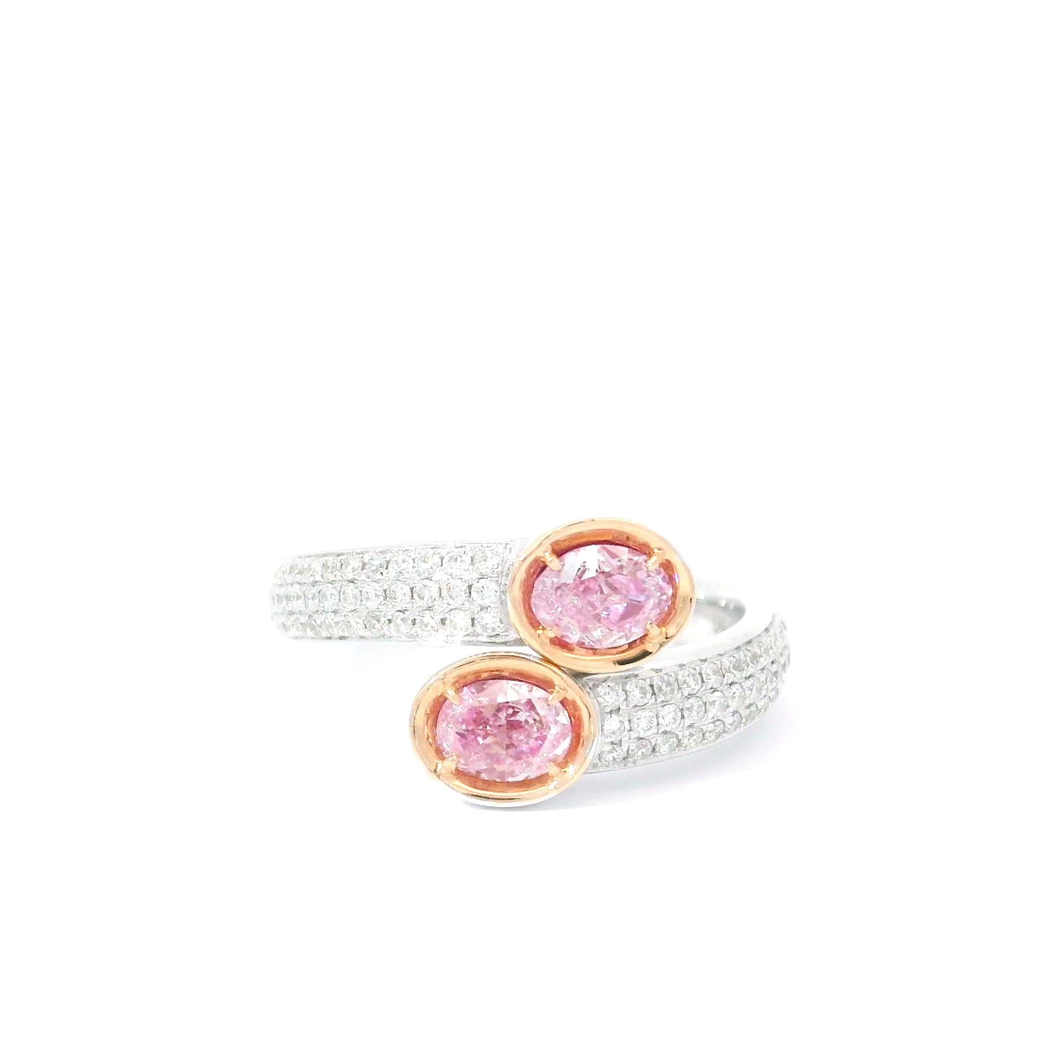 0,62 Karat Schwacher Pink Diamond Cocktail Ring SI2 Reinheit GIA zertifiziert im Angebot 4