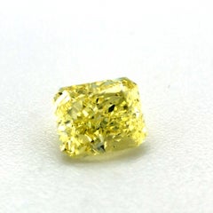 0.62 Carat GIA Natural Fancy Intense Yellow VS1 Radiant Cut Diamond