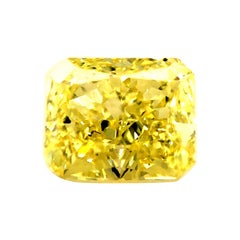0.62 Carat GIA Natural Fancy Intense Yellow VS1 Radiant Cut Diamond