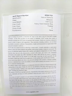 0.62 Carat Marquise Green Blue Diamond