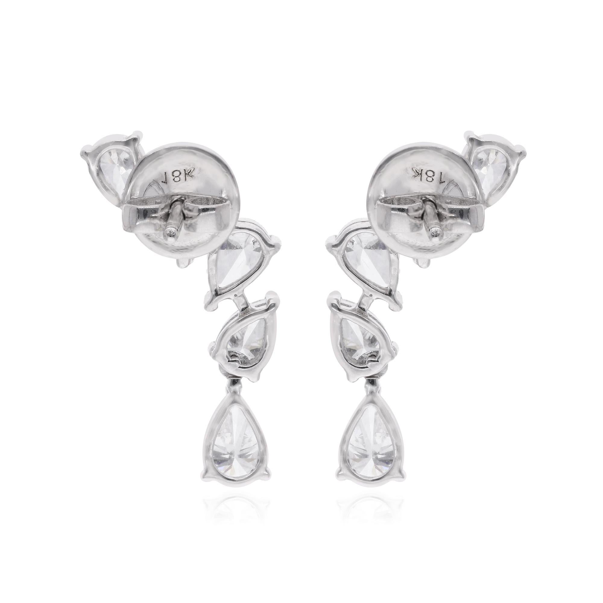 0.62 Carat Pear Shape Diamond Dangle Earrings 14 Karat White Gold Fine Jewelry For Sale 1