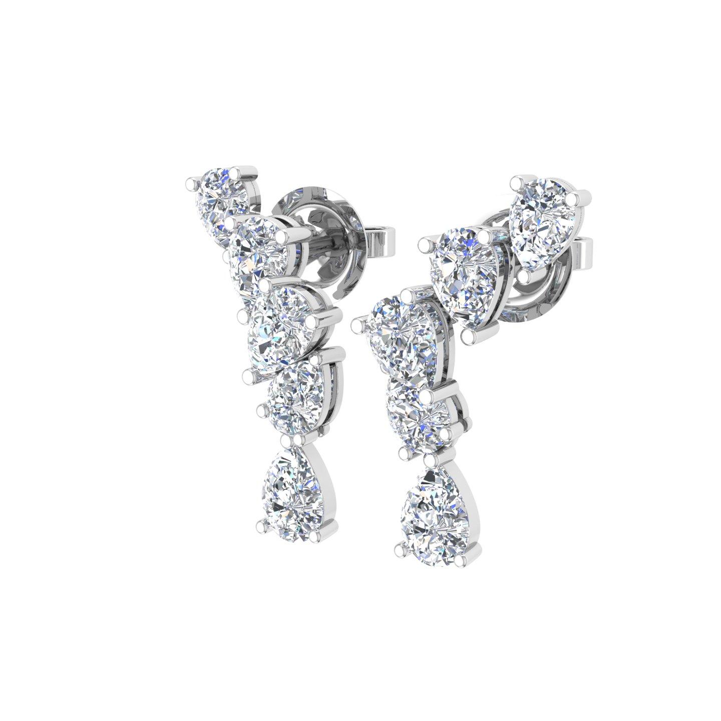 0.62 Carat Pear Shape Diamond Dangle Earrings 14 Karat White Gold Fine Jewelry For Sale 3