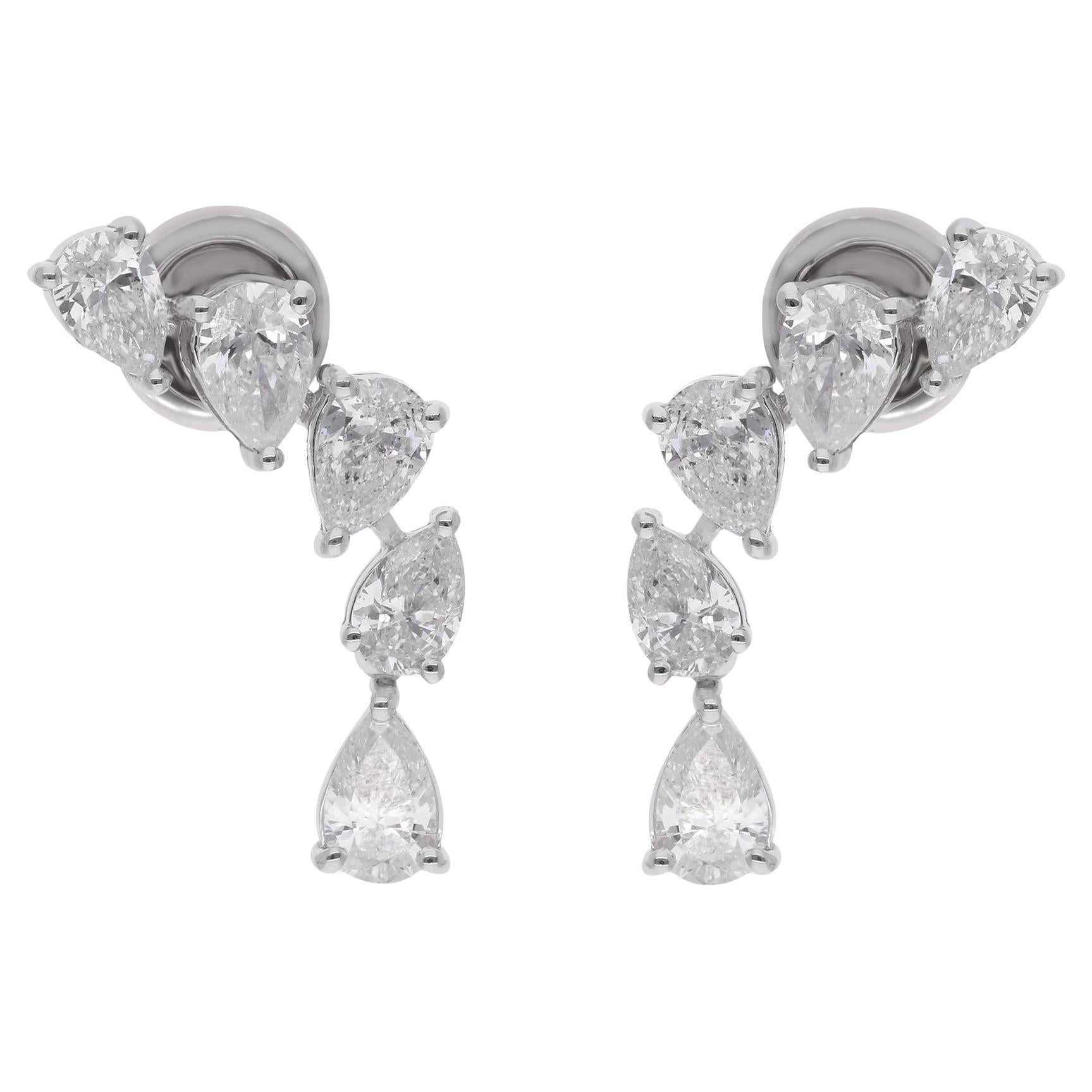 Pendientes colgantes de diamantes en forma de pera de 0,62 quilates Oro blanco de 18 quilates Joyería fina en venta