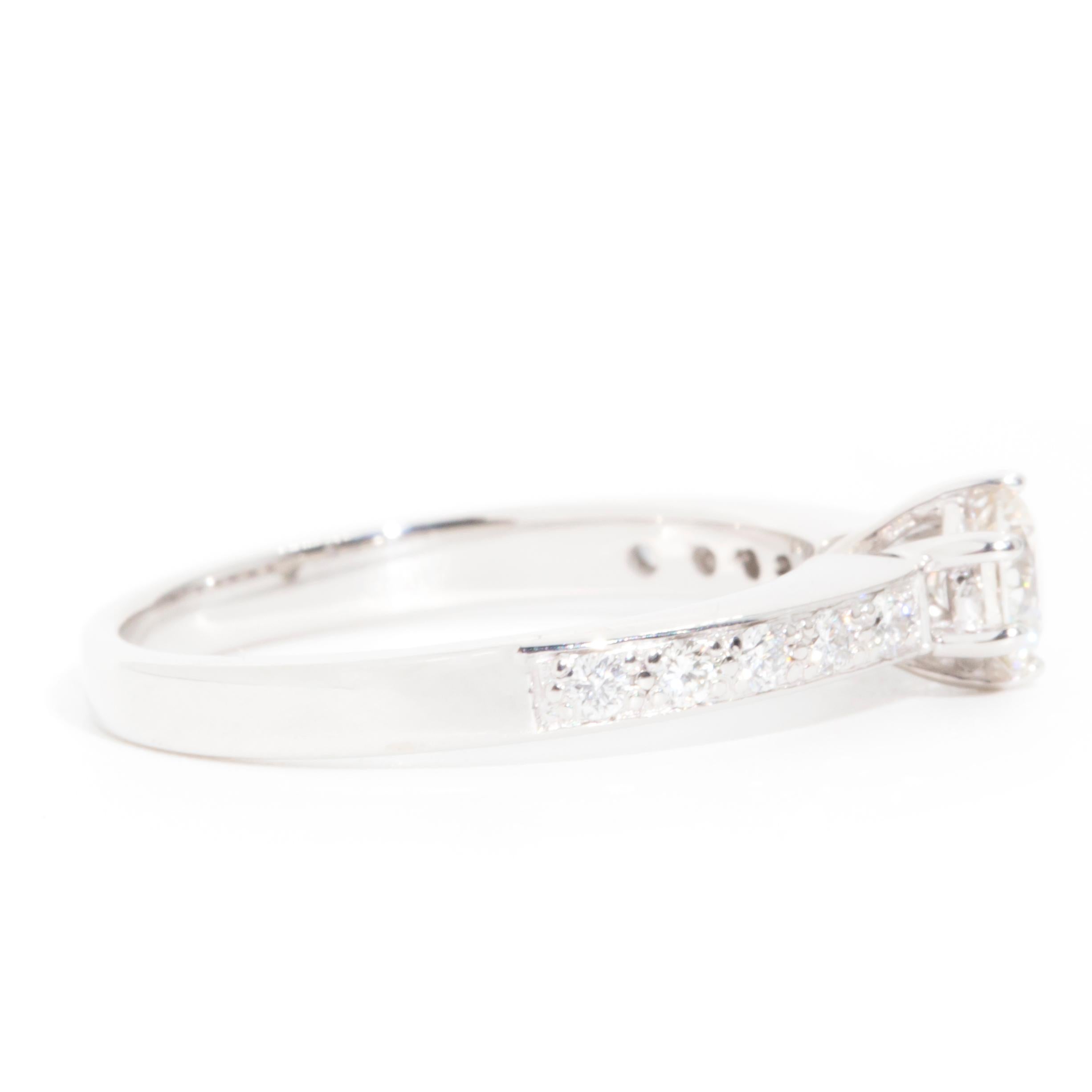 Round Cut 0.62 Carat Round Brilliant Diamond Engagement Ring in 18 Carat White Gold For Sale