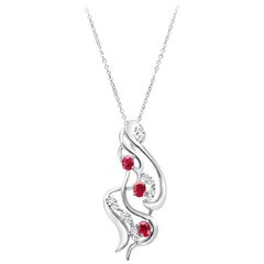 0.62 Carat Ruby and 0.28 Carat White Diamond Pendant