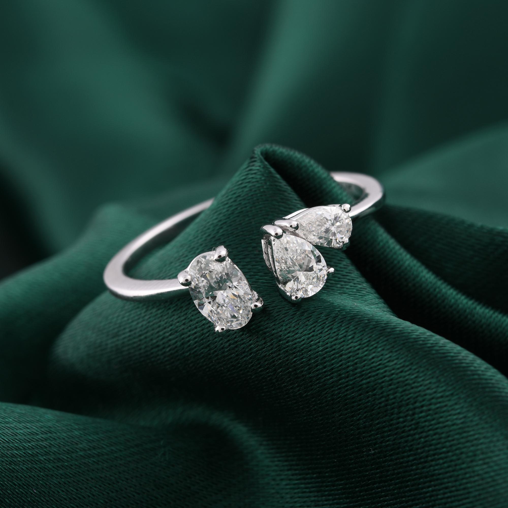 Im Angebot: 0,62 Karat SI Reinheit HI Farbe Diamant Manschettenring 18 Karat Weißgold Schmuck () 3