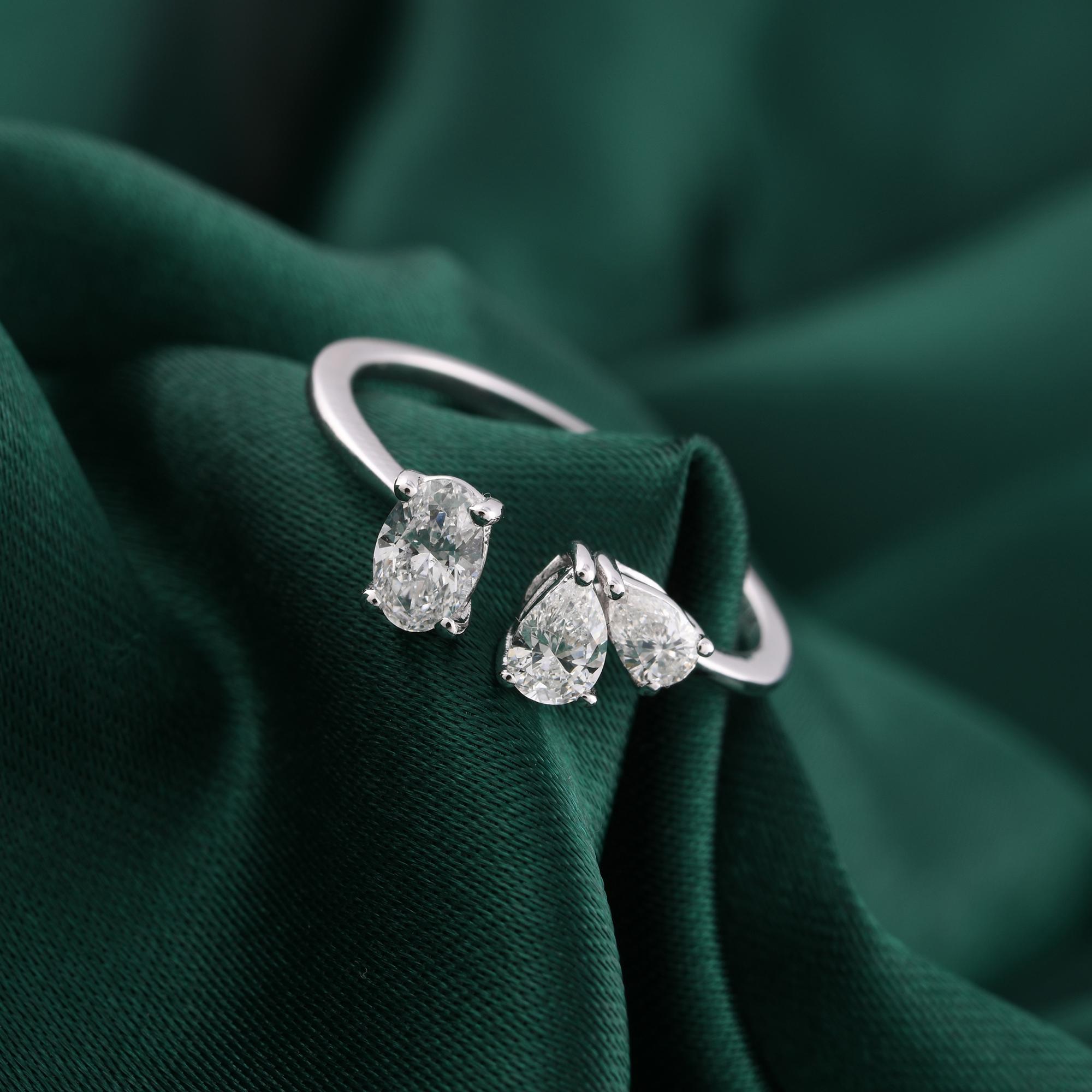 Im Angebot: 0,62 Karat SI Reinheit HI Farbe Diamant Manschettenring 18 Karat Weißgold Schmuck () 4