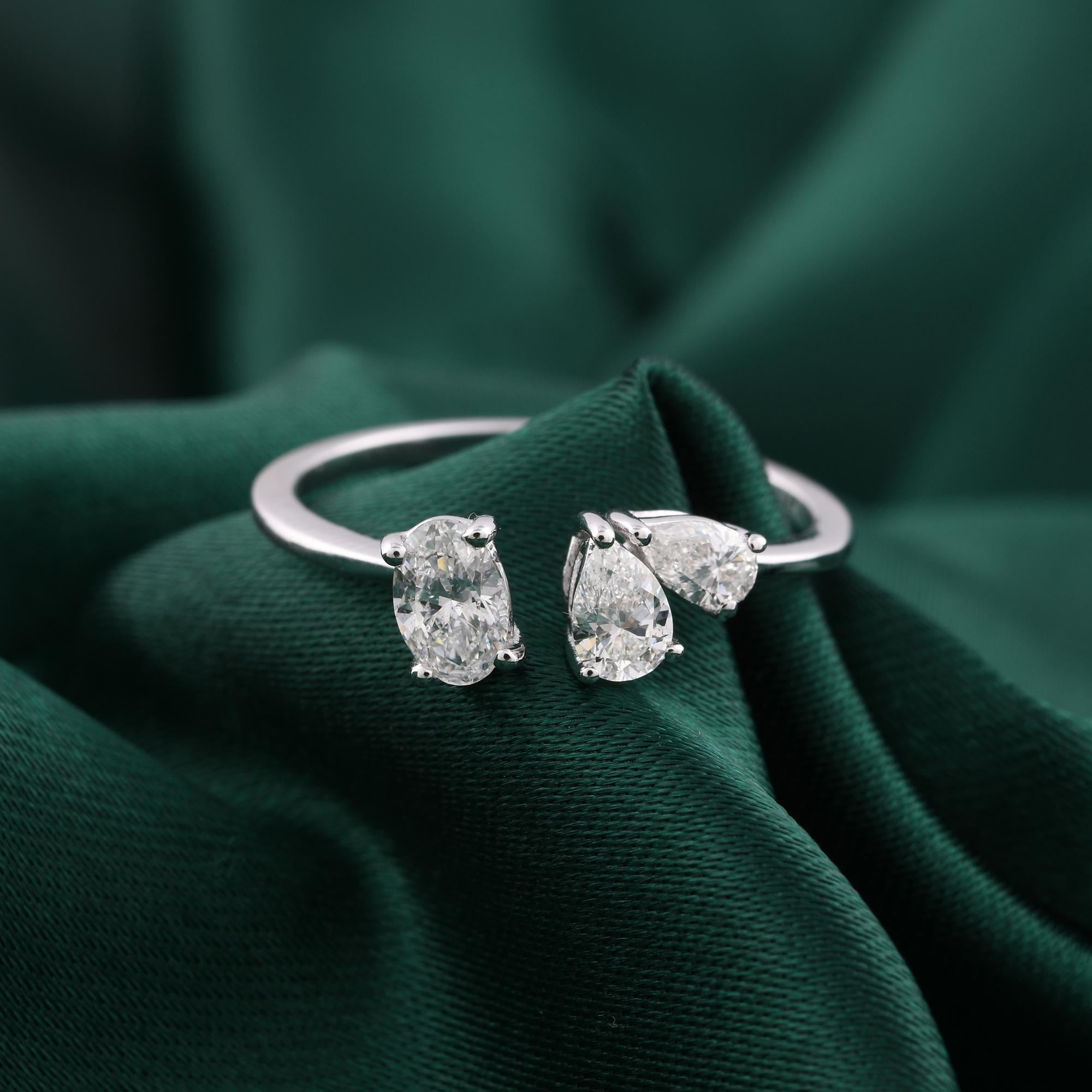 Im Angebot: 0,62 Karat SI Reinheit HI Farbe Diamant Manschettenring 18 Karat Weißgold Schmuck () 5