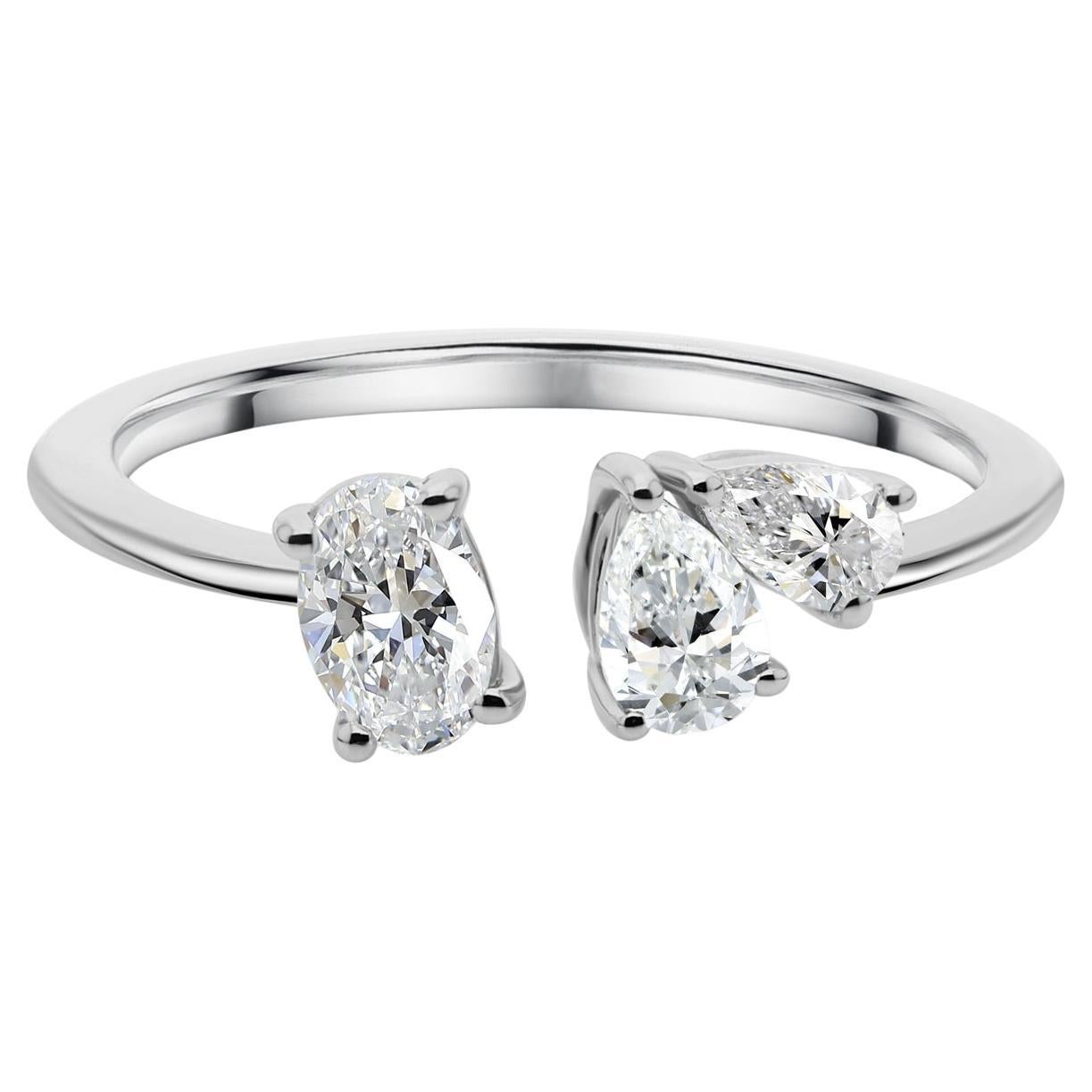 Im Angebot: 0,62 Karat SI Reinheit HI Farbe Diamant Manschettenring 18 Karat Weißgold Schmuck ()