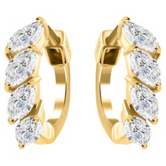 0.62 Carat SI/H HRD Certified Diamond Hoop Earrings 18 Karat Yellow Gold