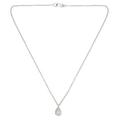 0.62 Carat SI/H Pear Diamond Solitaire Pendant Necklace 14 Karat White Gold