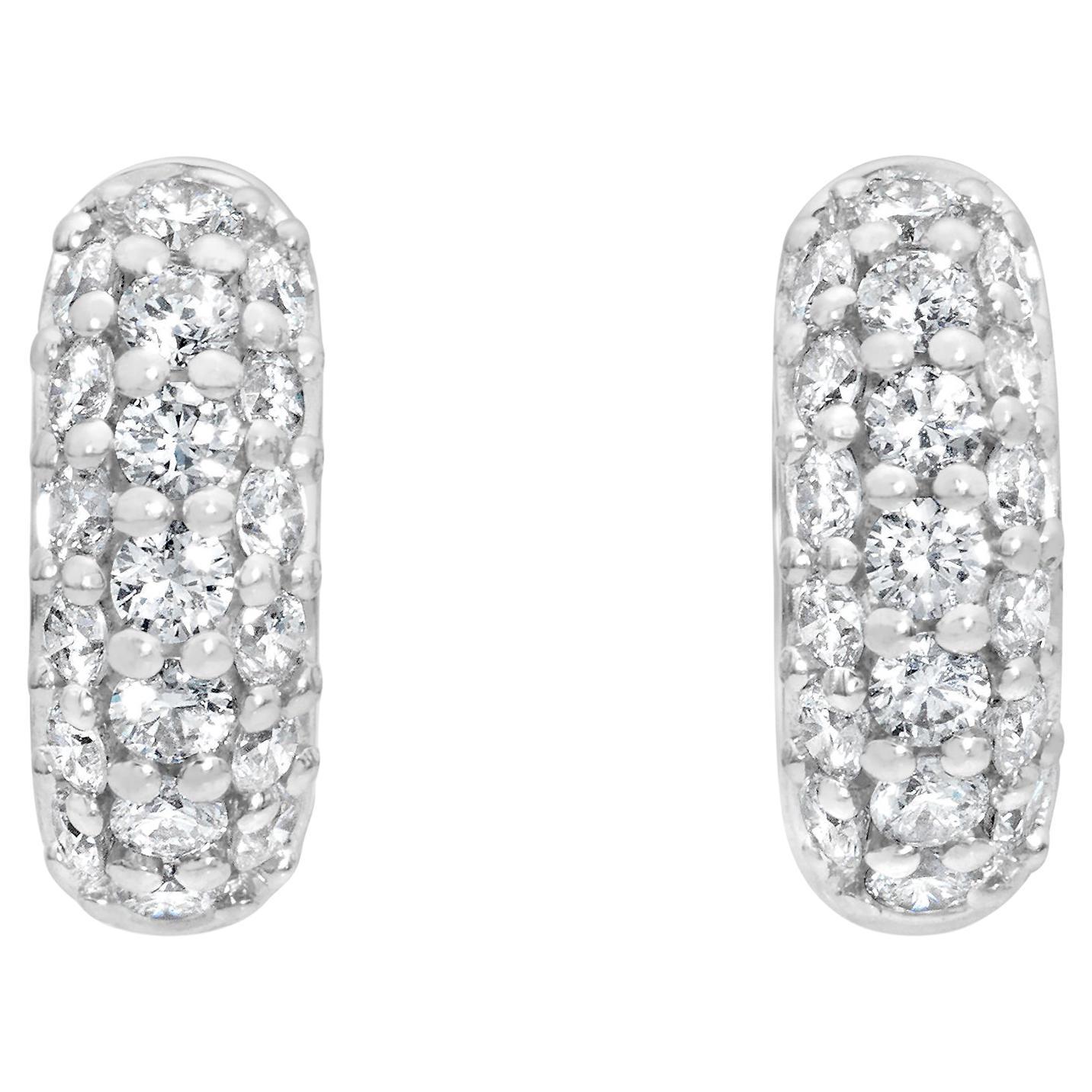 Roman Malakov 0.62 Carat Total Round Brilliant Cut Diamond Huggie Earrings