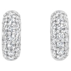 Roman Malakov 0.62 Carat Total Round Brilliant Cut Diamond Huggie Earrings