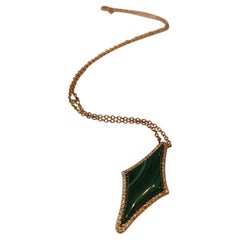 0.62 Carat Vs G Diamonds on 18 Carat Rose Gold Malachite Pendant