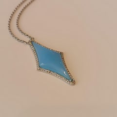 0.62 Carat Vs G Diamonds on 18 Carat White Gold Chalcedony Pendant