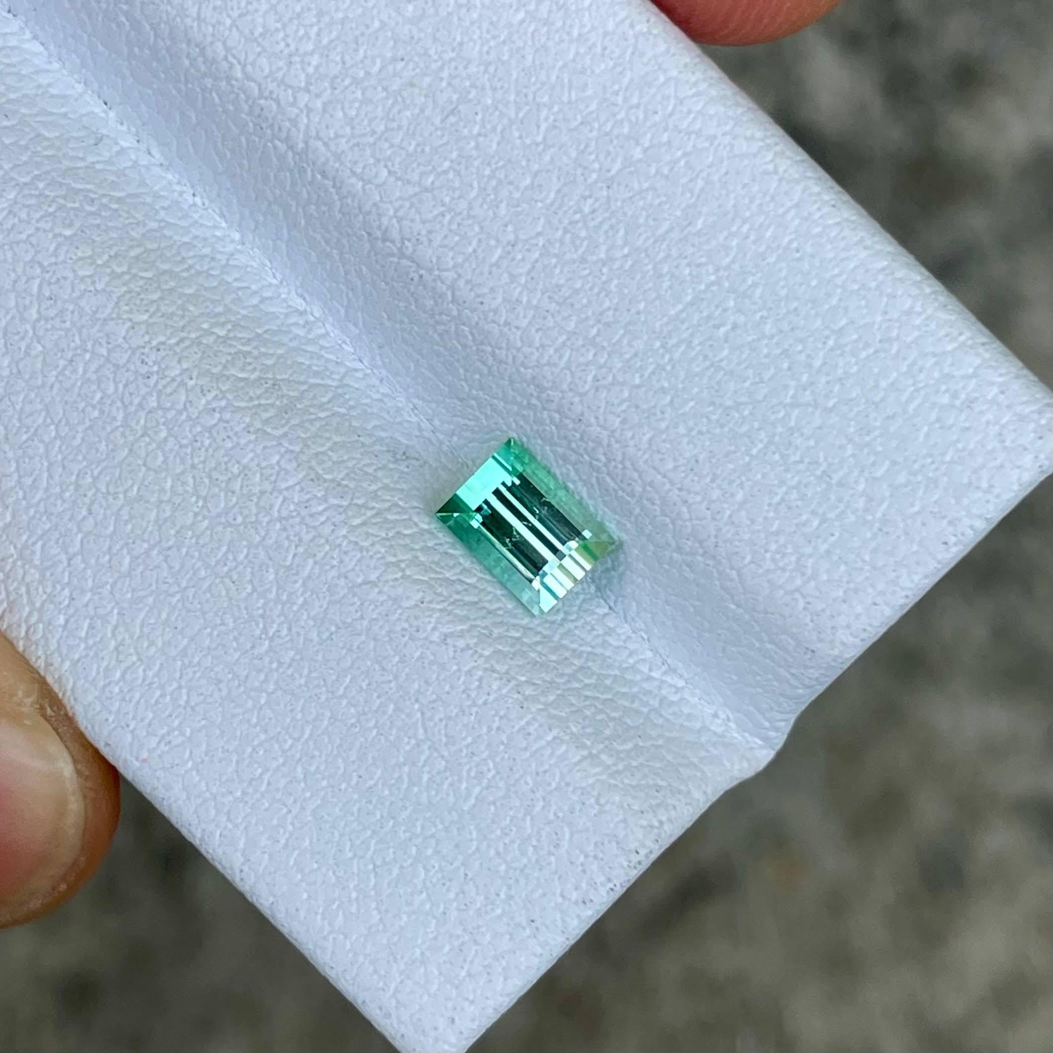 Moderne Pierre tourmaline afghane bicolore taille baguette 0,62 carat en vente