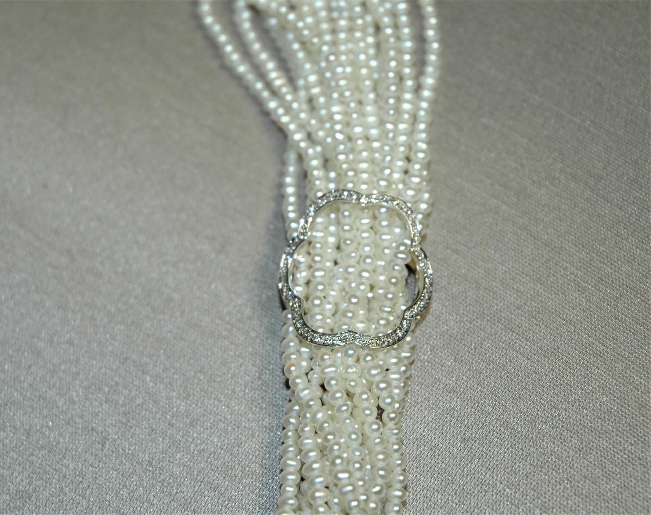 0.62 Carats Diamonds, White Gold Flower Necklace Enhancer For Sale 1