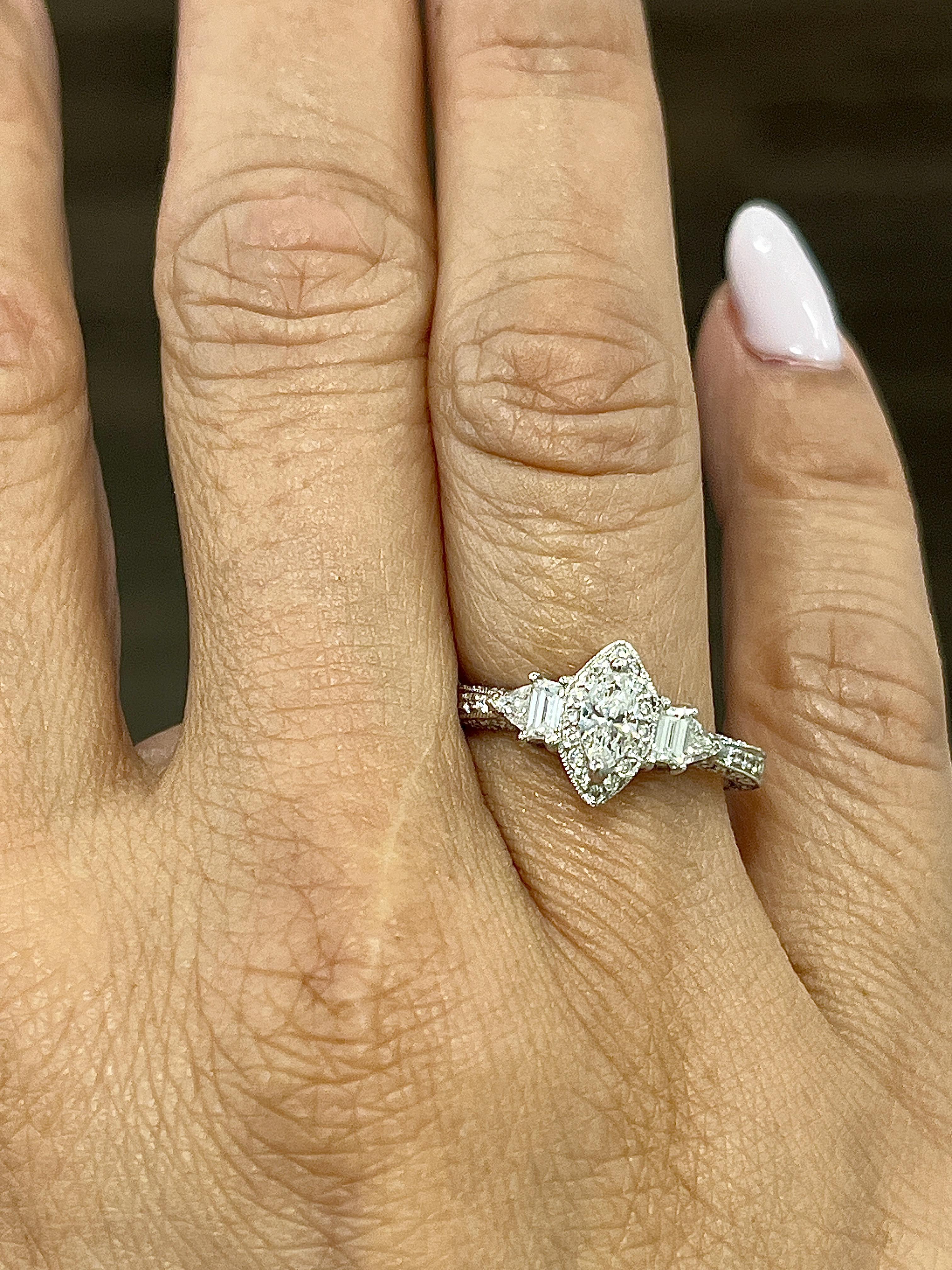 Art Deco 0.62 ct Diamond Engagement Ring For Sale