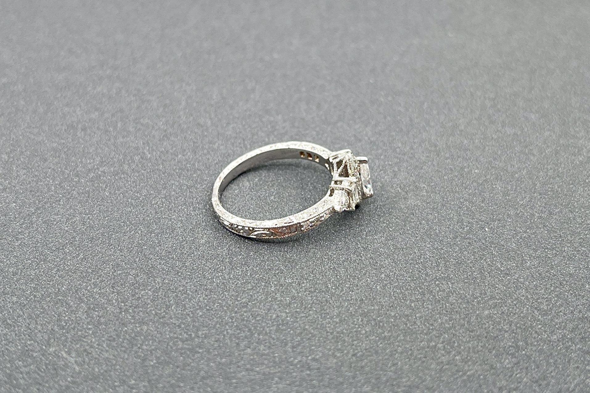 Mixed Cut 0.62 ct Diamond Engagement Ring For Sale