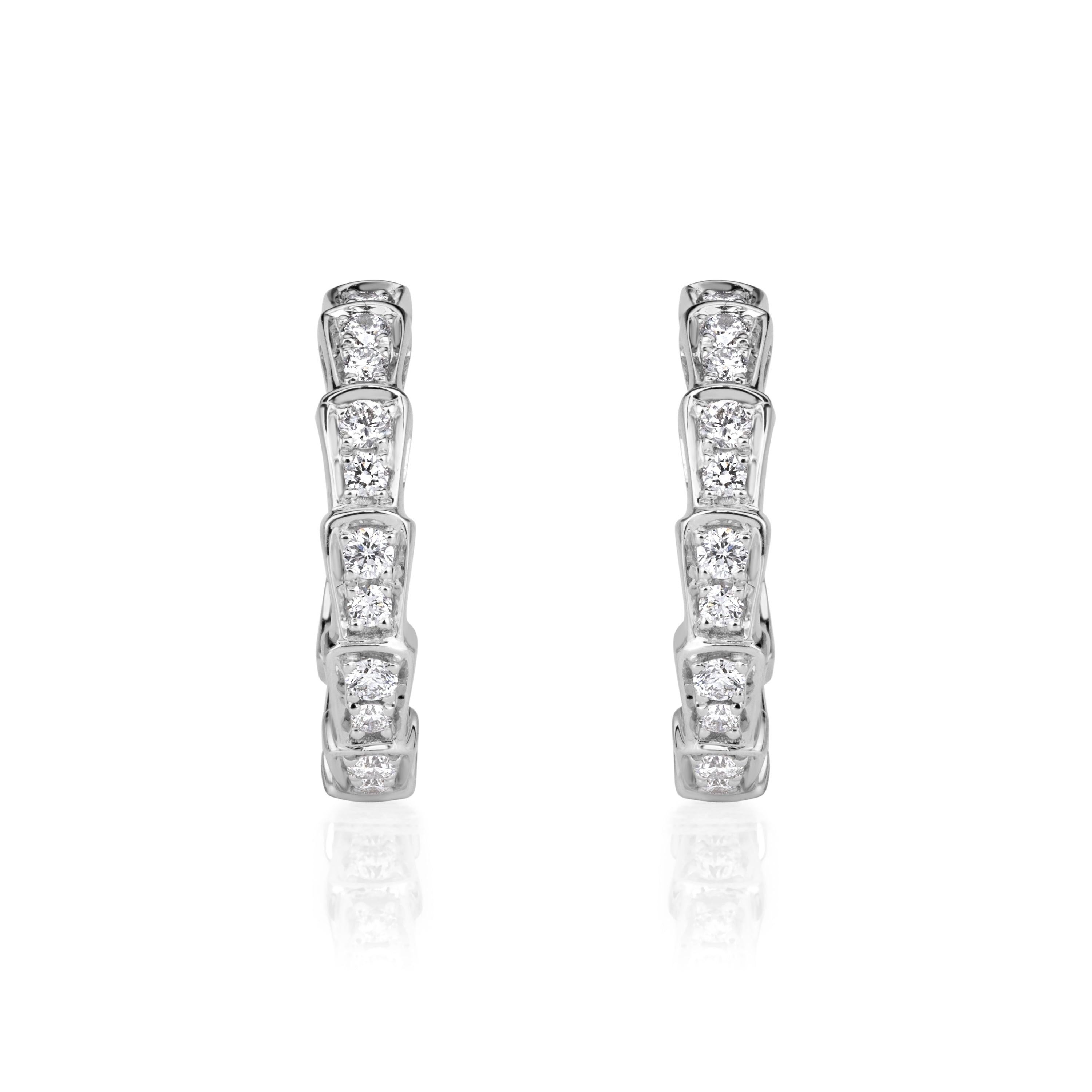 0.62ct 0.5 Inch Diamond Hoop Earrings For Sale