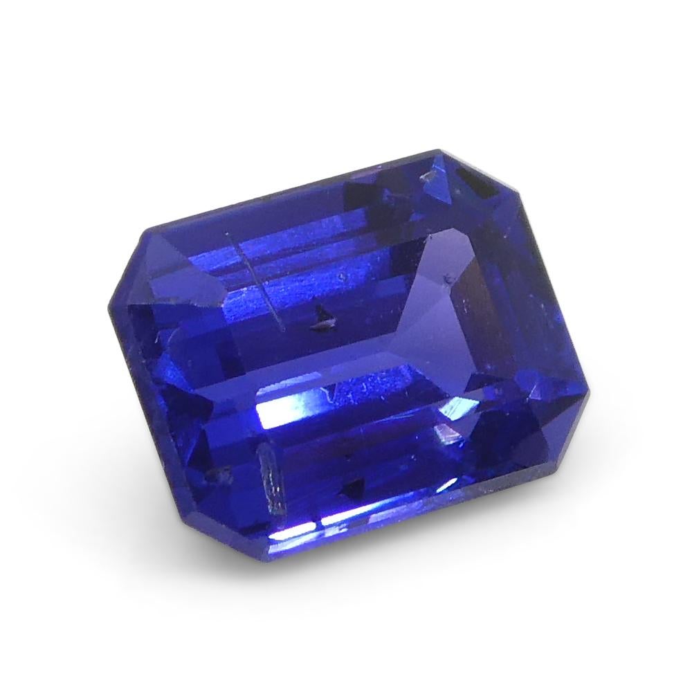 Women's or Men's 0.62ct Emerald Cut Blue Sapphire from East Africa, Unheated For Sale