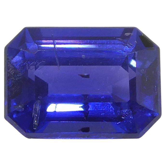 0.62ct Emerald Cut Blue Sapphire from East Africa, Unheated For Sale