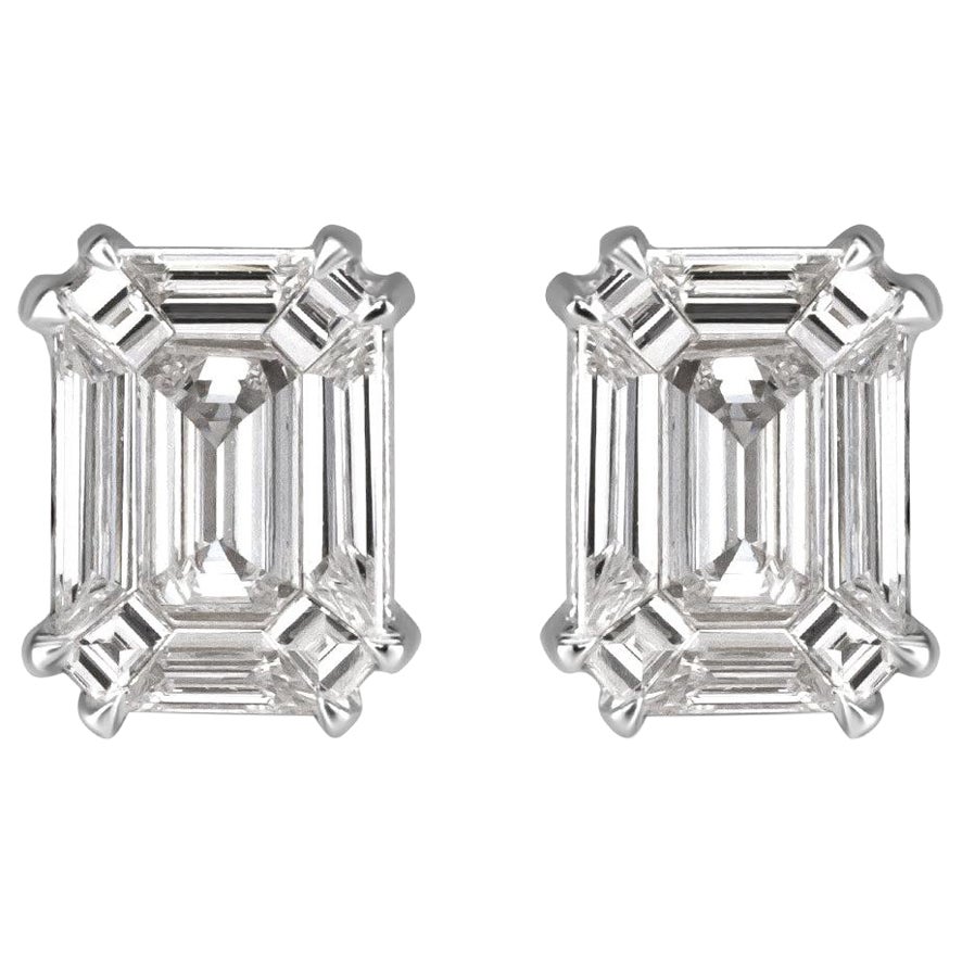 0.62ct Emerald Cut Diamond Stud Earrings