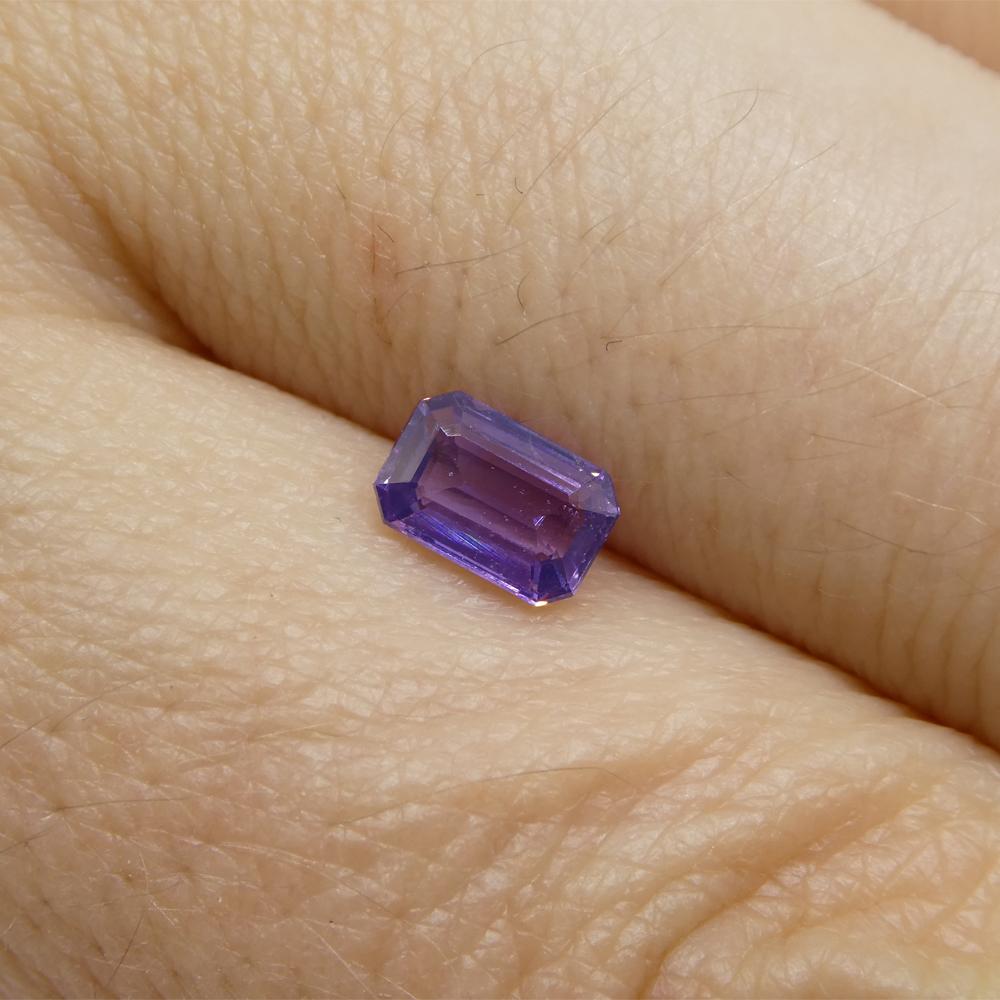 0.62ct Emerald Cut Purple Sapphire from East Africa, Unheated For Sale 6