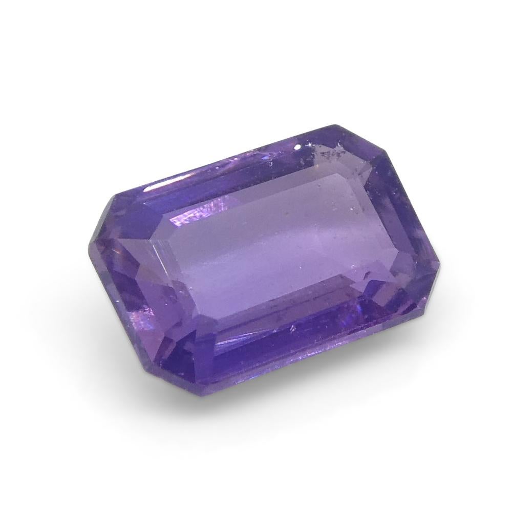 0.62ct Emerald Cut Purple Sapphire from East Africa, Unheated For Sale 2