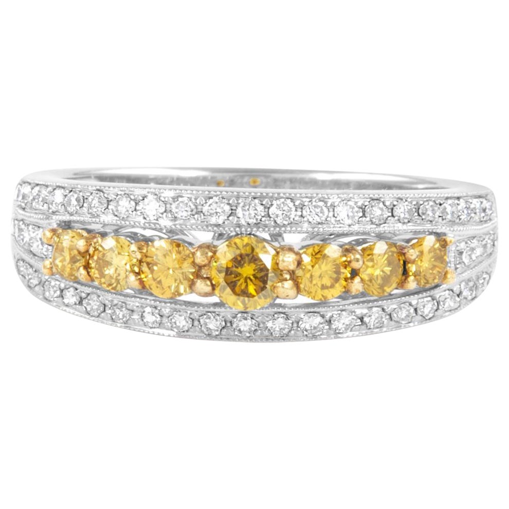 0,62 Karat Ausgefallener gelber Fancy-Diamant-Cocktailring 18k zweifarbig