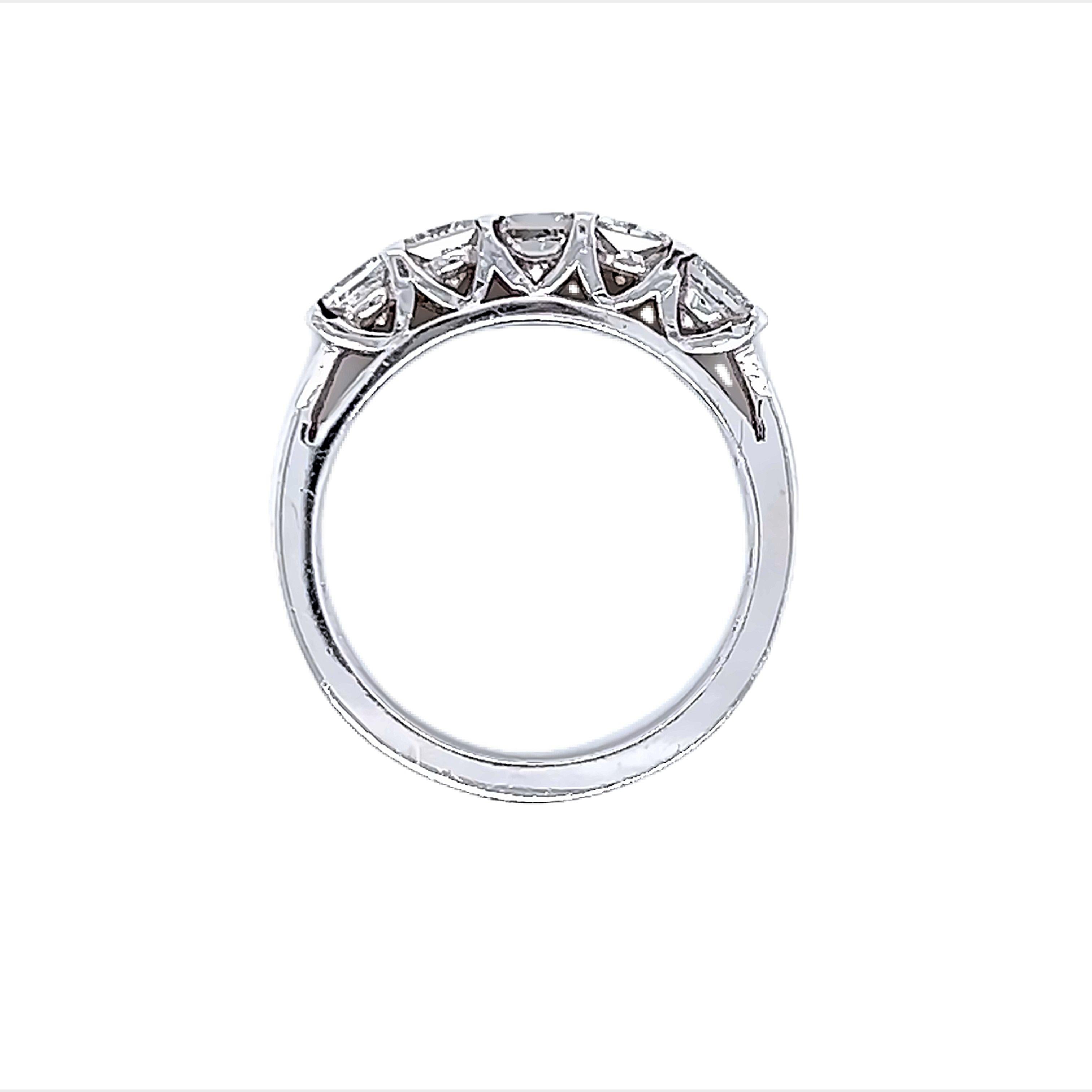 Stunning round diamond eternity band, by Alexander Beverly Hills.
5 princess cut diamonds, 0.62 carats total. H color and VS clarity. Set in 18k white gold, 4.09 grams, size 6.5. 
Accommodated with an up-to-date digital appraisal by a GIA G.G. once