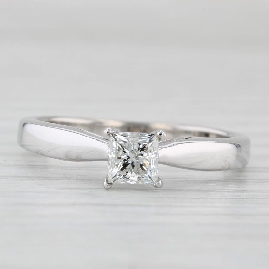 0,62ct Prinzessin Diamant Solitär Verlobungsring 14k Weißgold Größe 9 im Zustand „Gut“ im Angebot in McLeansville, NC