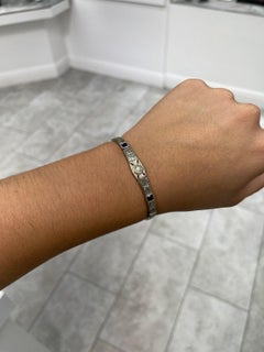 0.62ct Vintage Diamond & Sapphire Tennis Bracelet – 18K White Gold Art Deco