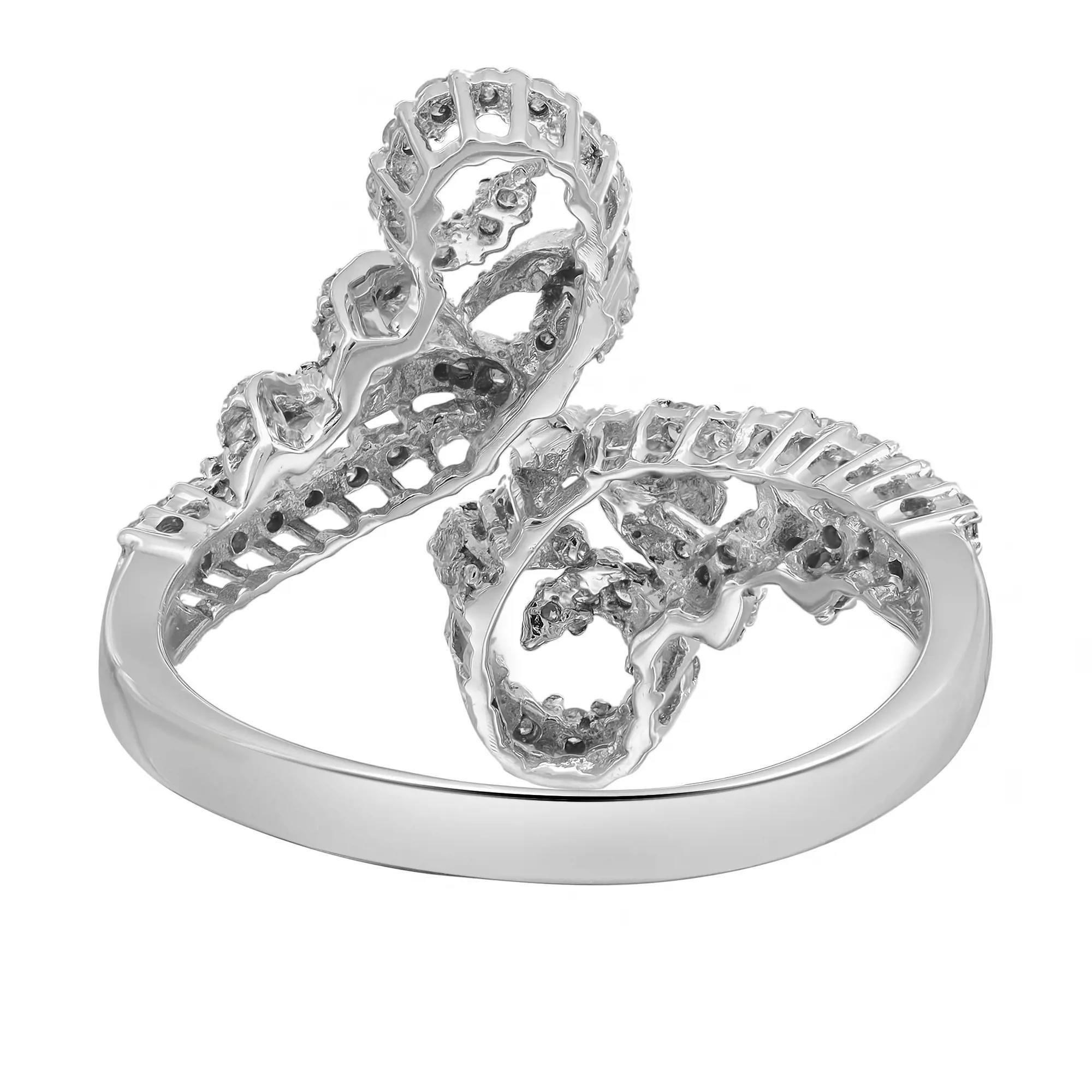 Modern 0.62cttw Round Cut Diamond Ladies Cocktail Ring 14k White Gold For Sale
