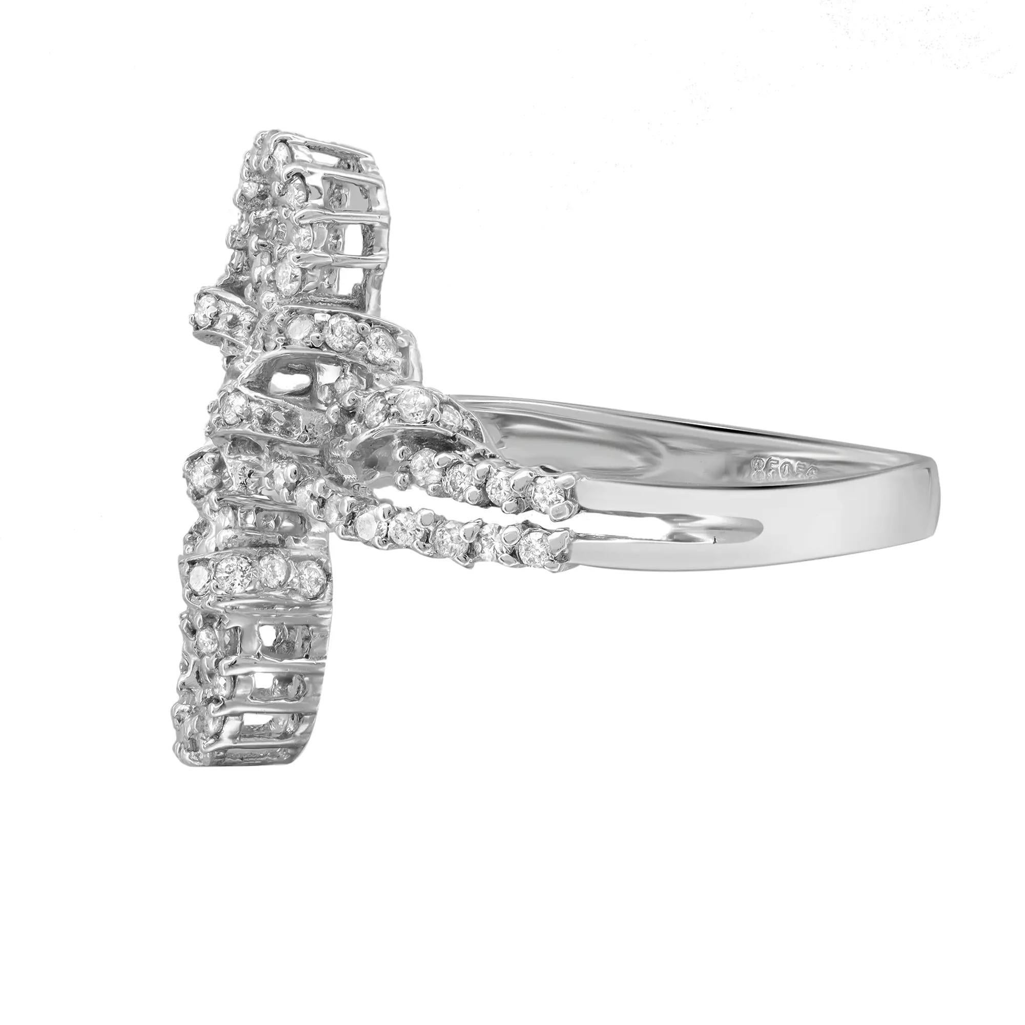 0.62Cttw Rundschliff Diamant Damen Cocktail Ring 14K Weißgold Größe 7.5 im Zustand „Neu“ im Angebot in New York, NY