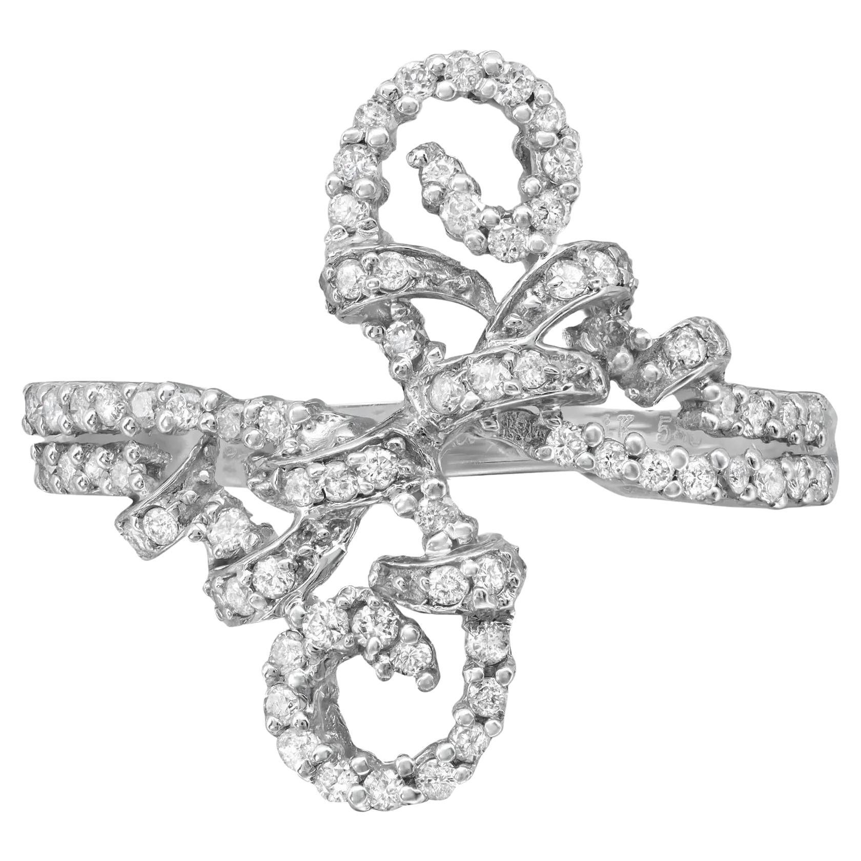 0.62Cttw Rundschliff Diamant Damen Cocktail Ring 14K Weißgold Größe 7.5 im Angebot
