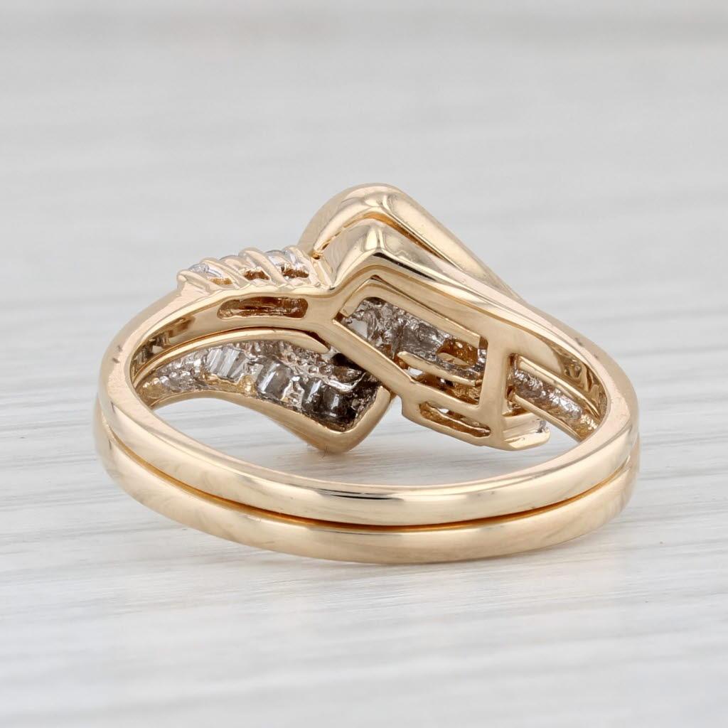 0.62ctw Diamond Engagement Ring Jacket Wedding Band Bridal Set 14k Gold Size 7 2