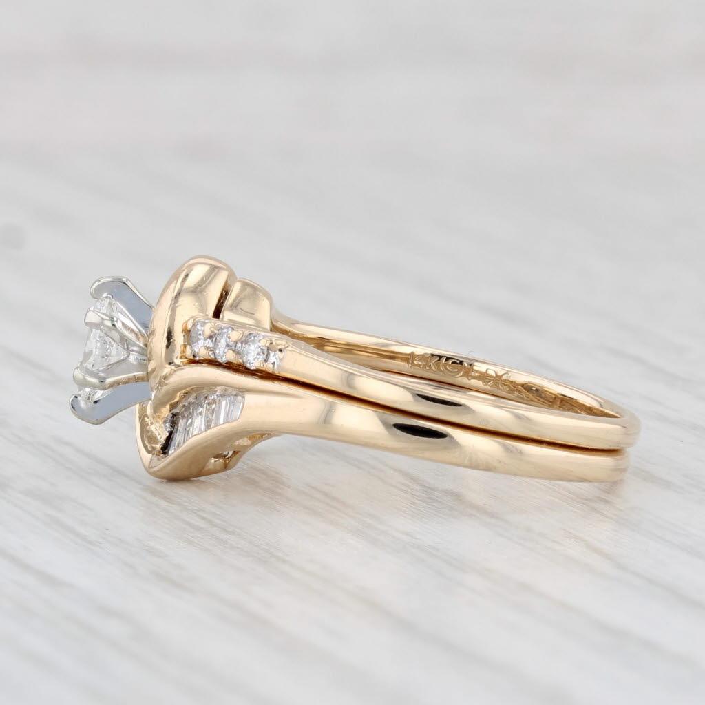 0.62ctw Diamond Engagement Ring Jacket Wedding Band Bridal Set 14k Gold Size 7 3