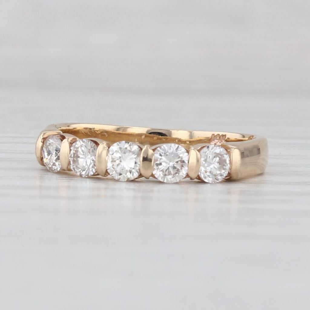 0.62ctw Diamond Wedding Band 14k Yellow Gold Sz 6.25 Stackable Anniversary Ring In Good Condition For Sale In McLeansville, NC