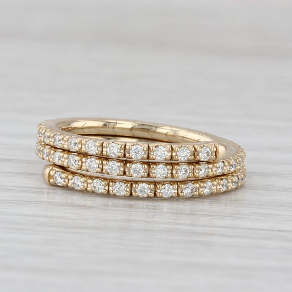 0.62ctw Diamante Envoltura Anillo Bypass Banda Enrollada Oro 14k Talla Flexible Apilable en Bueno estado para la venta en McLeansville, NC