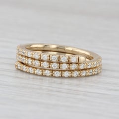 Anello a spirale con diamante da 0,62 carati Anello bypass in oro 14k Misura flessibile Impilabile