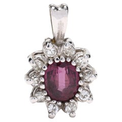 Pendentif en or blanc 14k avec rubis et diamants de 0,62ctw, breloque fleur délicate