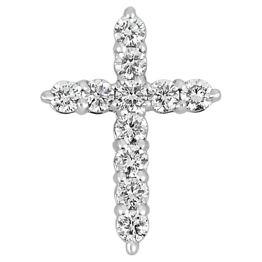 0.62tcw 14K Diamond Cross, Croix en or blanc, Diamants taille ronde, Brilliant Round en vente