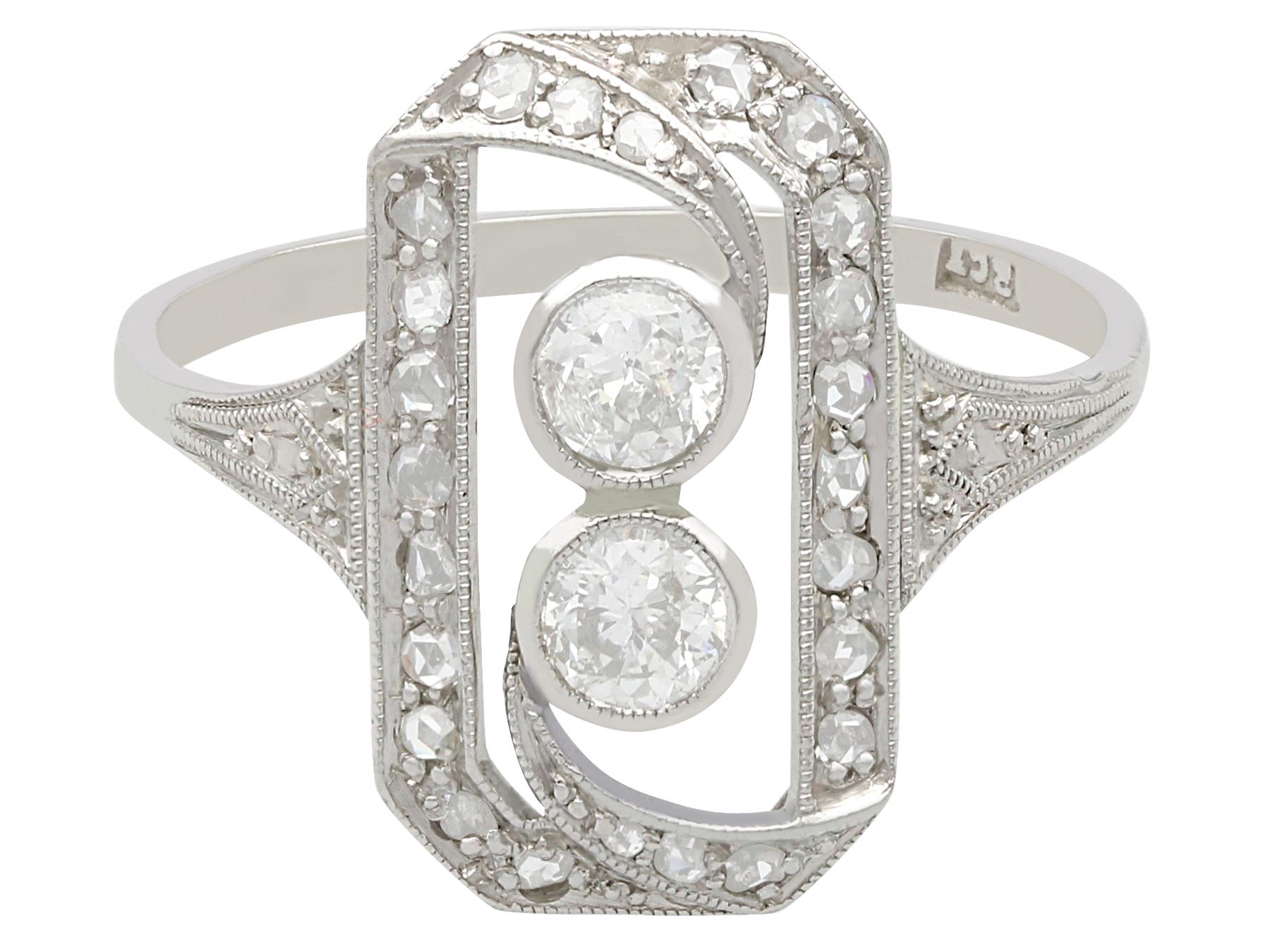 Round Cut Antique Diamond and White Gold Cocktail Ring Circa 1920 For Sale