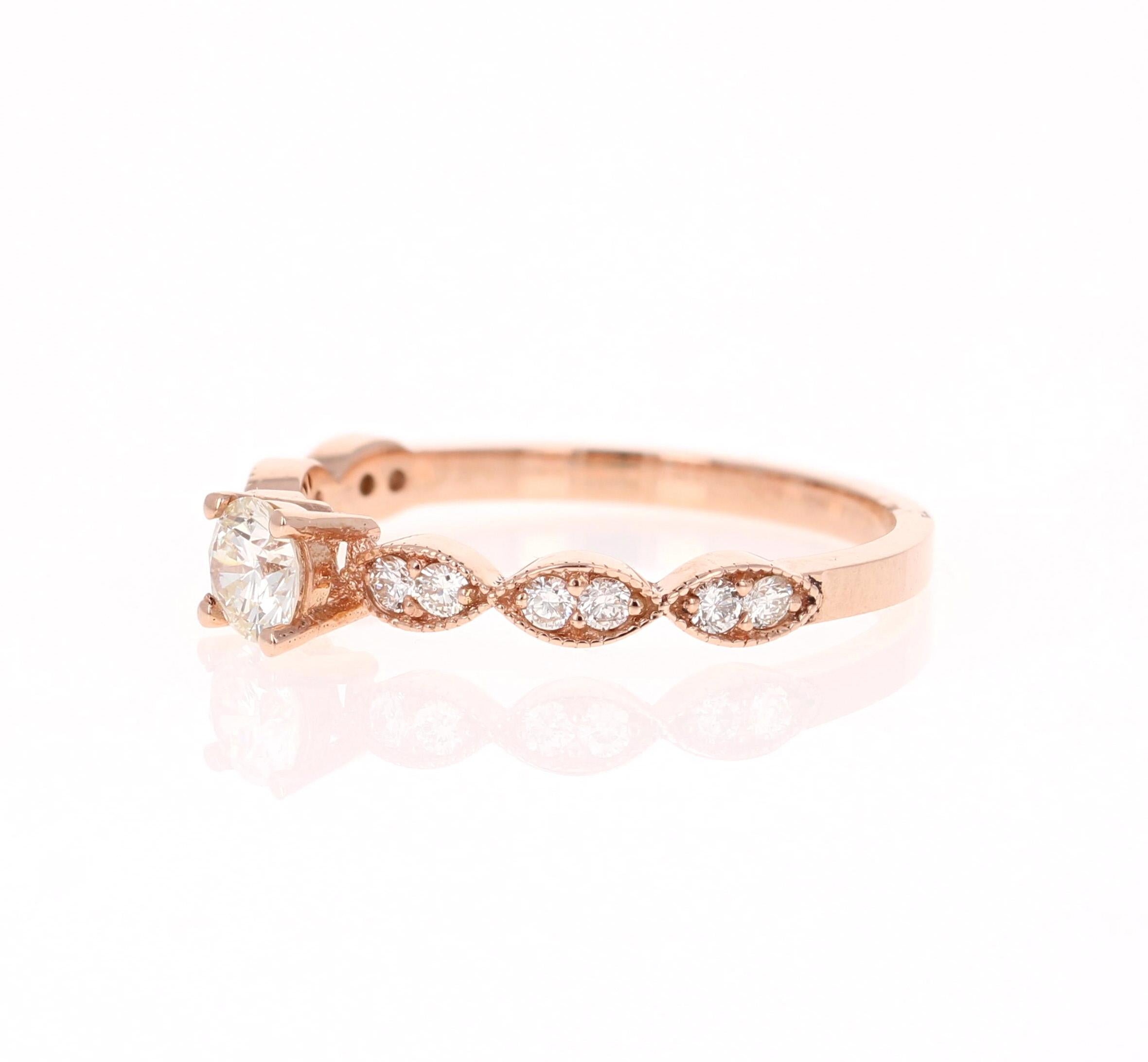 Contemporary 0.63 Carat Diamond Rose Gold Wedding Set For Sale