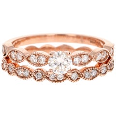 0.63 Carat Diamond Wedding Set 14 Karat Rose Gold